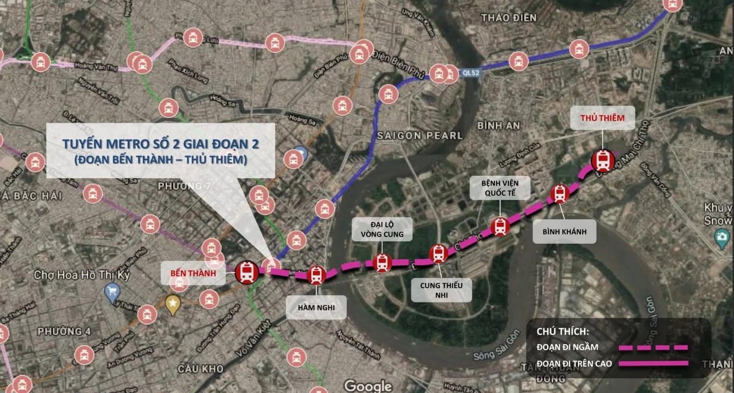 Tuyến Metro số 2 GD 2 đoạn Bến Thành - Thủ Thiêm